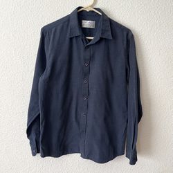 D-Land Permanent Fit Button Down Long Sleeve Blue Shirt 