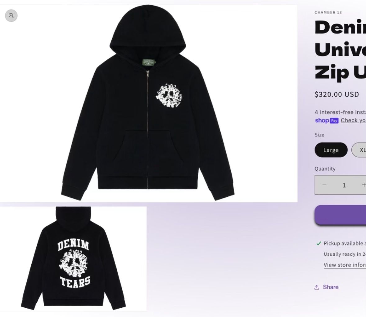Denim Tears University Zip Hoodie