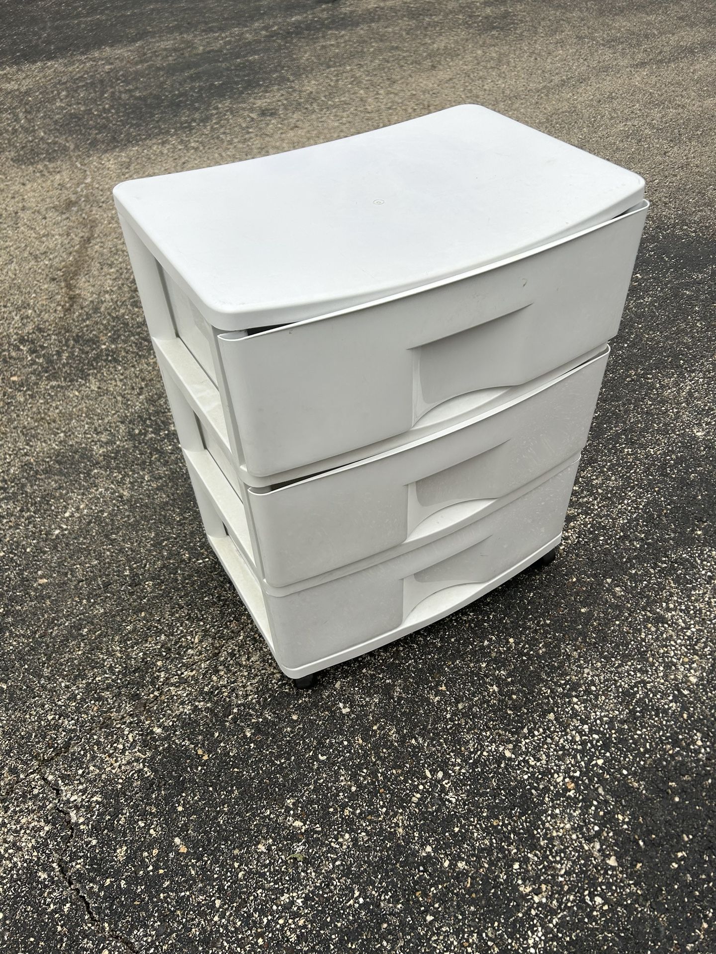 Large white plastic 3 drawer storage organization