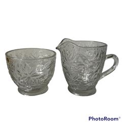 Princess House Fantasia Poinsettia Sugar & Creamer Dishes