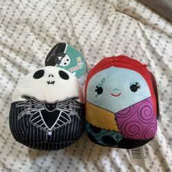 NWT Mini Nightmare Before Christmas Jack Skellington and Sally Squishmallow