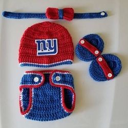 Crochet Baby Boy New York Giants Football Inspired Outfit Photo Prop 