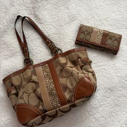 Vintage Coach Tote & Matching Wallet