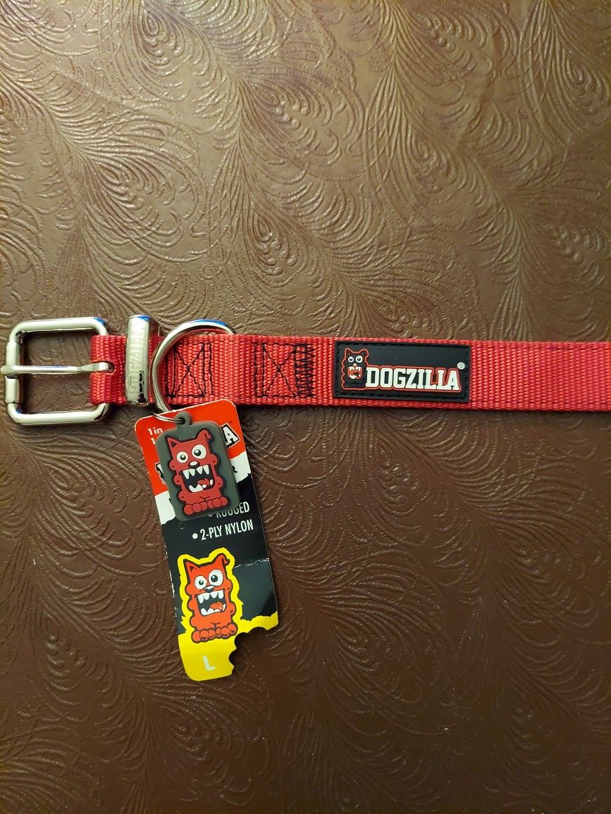 Dogzilla Red Dog Collar Size L 16-26"