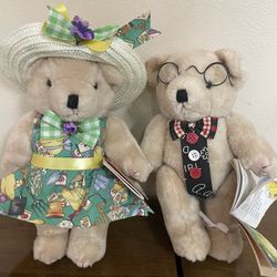Set of 2 Collectible Beary Tales Teddy Bears, Arms & legs moveable