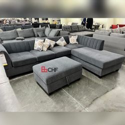 3 Pc Livingroom sofa set || sectional sofa with ottoman ||