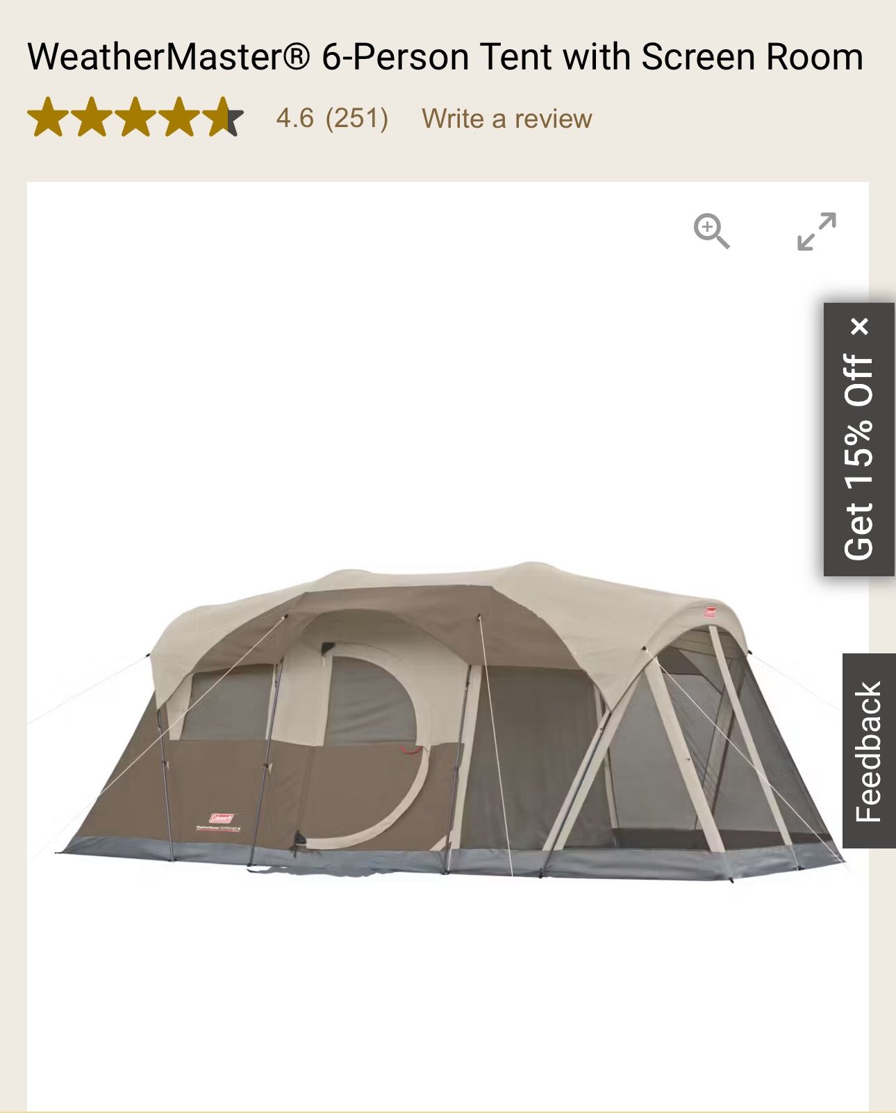 Coleman Weathermaster Person Tent