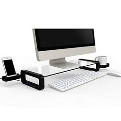 Brand new computer monitor stand Tempered Glass Built-in 3 x USB 2.0 Hub - Black