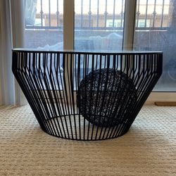 Scandinavian Design Glass And Metal Round Coffee Table