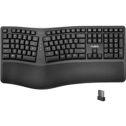 Wireless Ergonomic Split Keyboard with Pillowed Wrist Rest, USB Computer Arched Keyboard Design for Natural Typing, Split Keyboard Compatible for Wind