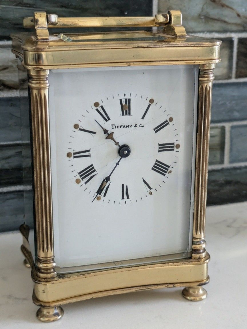 Old Antique Tiffany carriage clock.  Gorgeous and appears to be in excellent condition, but is NOT running and does not include key.  