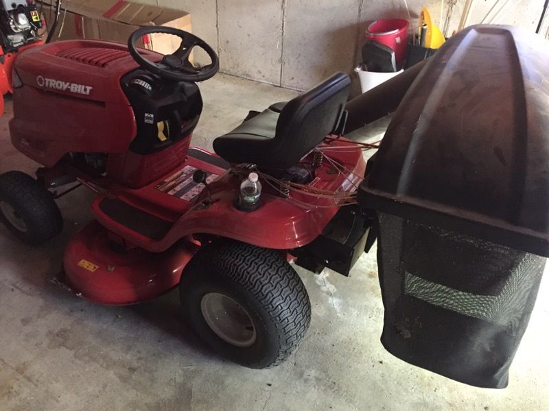 Troy bilt pony riding lawn mower with bagger