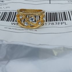 Ladies Cutout Lace Ring, Size 6, Gold, With CZ