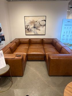 Large U-Shaped Leather Sectional Sofa