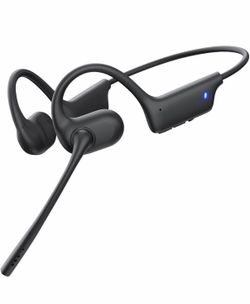 Open Ear Headphones with Mic, Bluetooth 5.4 Dual Noise Canceling Mic for Clear Calls, 23g Lightweight Headset with Mute Button, 12H Playtime Air Condu