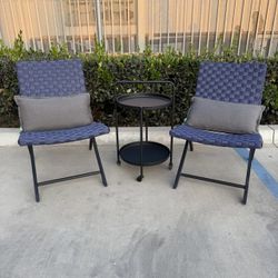 NEW Patio Furniture Outdoor Chairs With Table Cart Combo Foldable Camping Chairs With Table