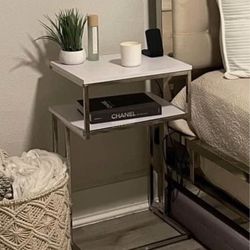 Two Toier Chrome and White Nightstand