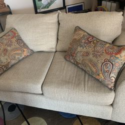 Cream And Light Brown Couch And loveseat Good condition Asking $350 or best offer
