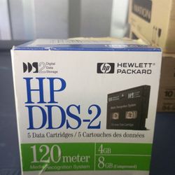 HP Hewlett Packard DDS-2 120 meter Data Cartridge 2 Digital with cases Lot of 5