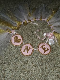 Pink And Gold Garland 1st Birthday ONE