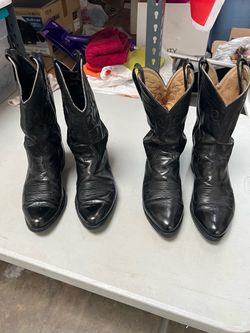 Black Leather Cowboy Boots Two Pairs