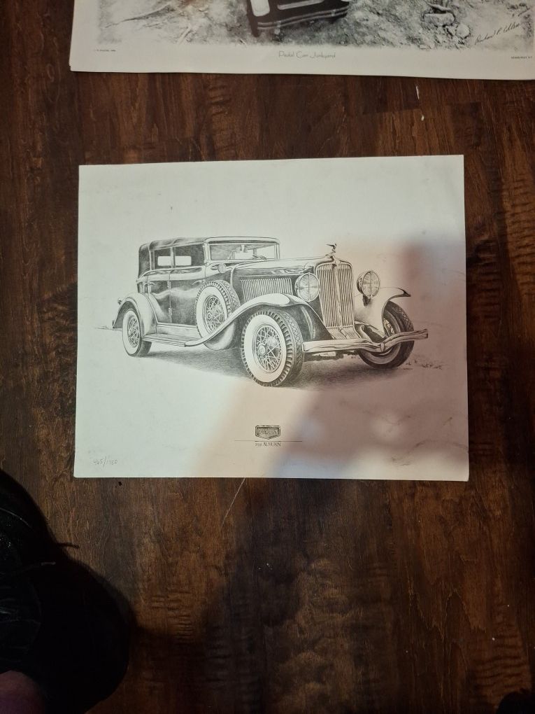 VINTAGE SCETCH OF A 31 AUBURN BY DeBACCO. # 465/ 1750 17" X 14"