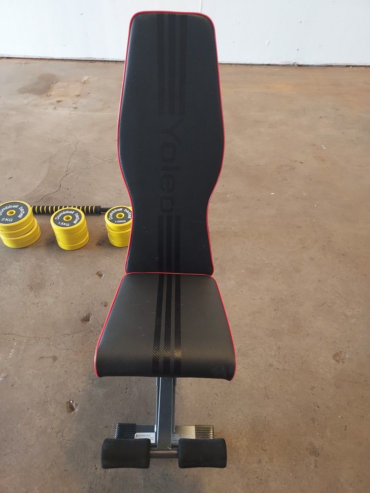 Weight Bench and Dumbbell Set With 12 Weights
