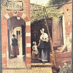 Pieter de Hooch Courtyard of a Dutch House Original Vintage Fine Art Print 30’s USA Printed Antique Dutch School Collectible