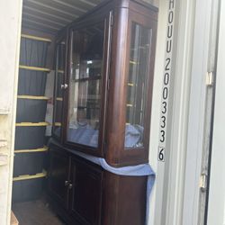 Beautiful Semi Modern 2 Piece Curio Buffet and Hutch