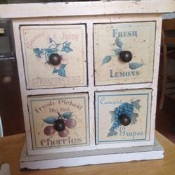 Shabby Chic Country Wooden 4-Drawer Curio Box.  Super cute for a kitchen or office.  10.75" tall.  Located in La Palma near Cerritos, Cyp
