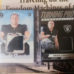 Really Nice Pair Of Brock Bowers Rookie Game Worn Jersey Patch Cards,, MINT.!!!