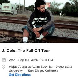 J. Cole: The Fall-Off Tour: Wed September 9, 2026 8PM: Viejas Arena