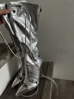 Silver heel booties