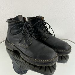 BORN Mens Black Leather Rawhide Lace Up Grunge Lug Sole Chukka Ankle Boots