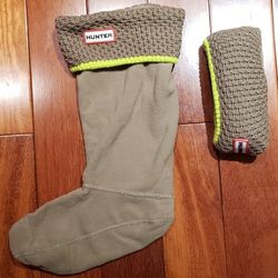 HUNTER Taupe/Lt Brown Boot Socks Tall - Size Medium