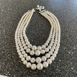 4 strand faux pearl necklace