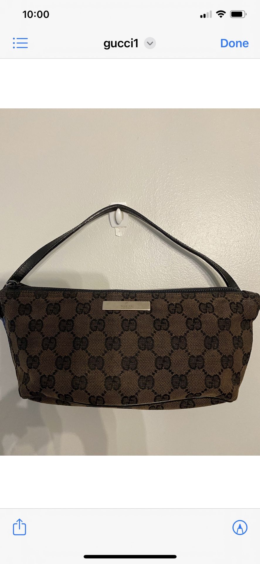 Authentic Gucci Brown Canvas Pochette Small Bag