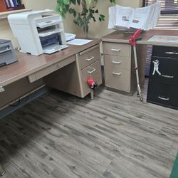 Tanker Desk With Side Wing Cabinet