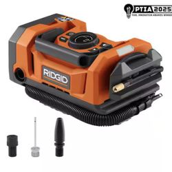 RIDGID 18V Dual Function Cordless Inflator (Tool Only) with Valve Adaptor, Needle, (2) Nozzles, and 12V Power Cord
