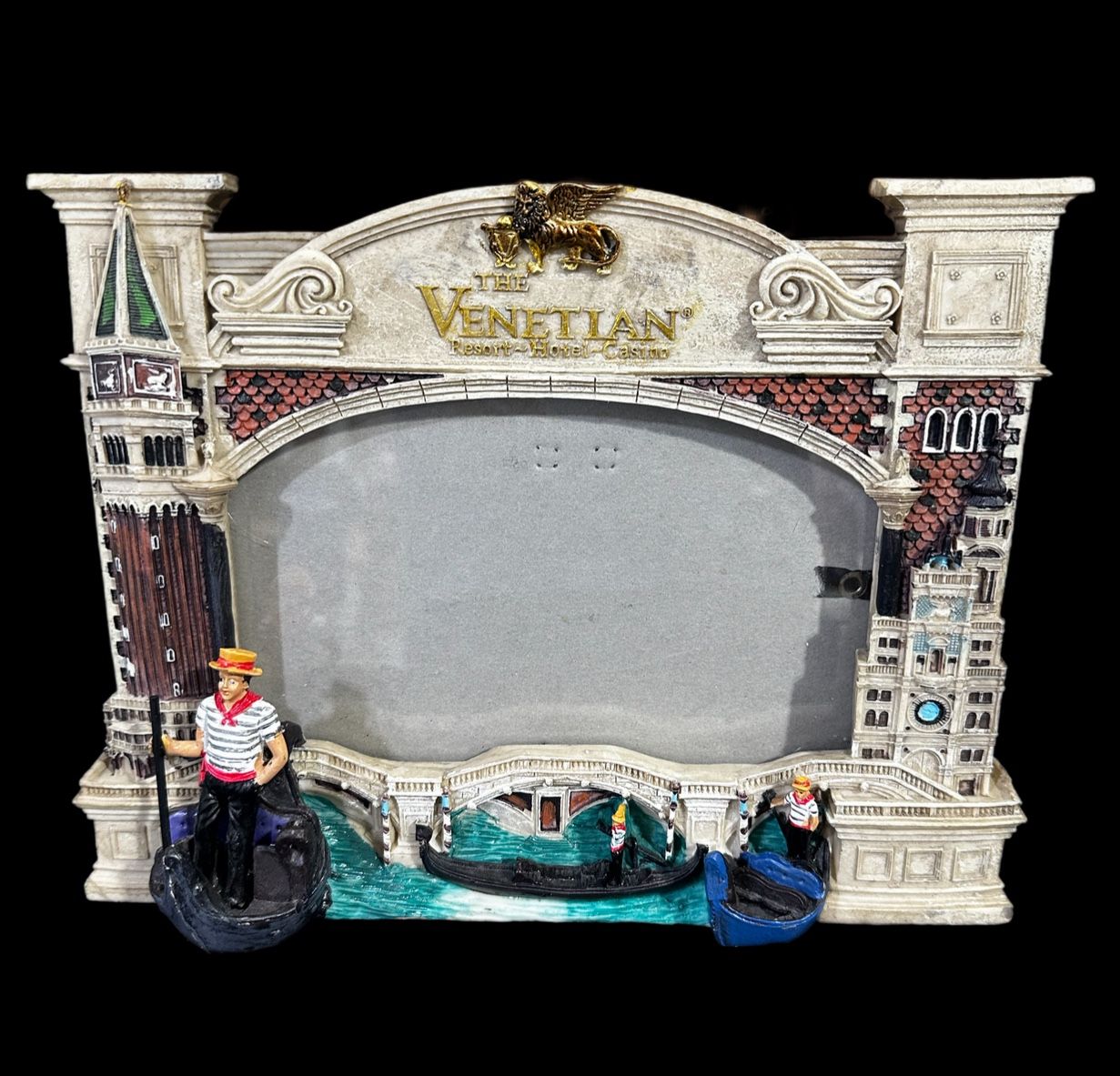 Vintage VENETIAN 3D Resin Las Vegas Resort Photo Frame Fits 5x7 GONDOLA RIDE