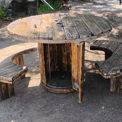 Garden Decor Rustic Cedar  Table With Benches
