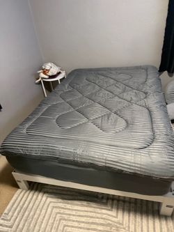 Gray Quilted Mattress Topper
