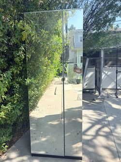 Freestanding IKEA Pax Wardrobe - Dark Wood + Mirrored Doors