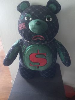 Sprayground Limited Edition Money Sign Teddy Bear Backpack NWT