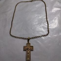 14K Gold Chain With 14K Gold Crucifix Chain Lent 20-in Used