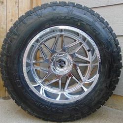 New 20X12 Chrome Gear Offroad & 325 60 20 Nitto All Terrain 10ply Tires 6 LUG

