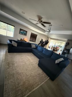 Large Navy Blue Sectional Sofa