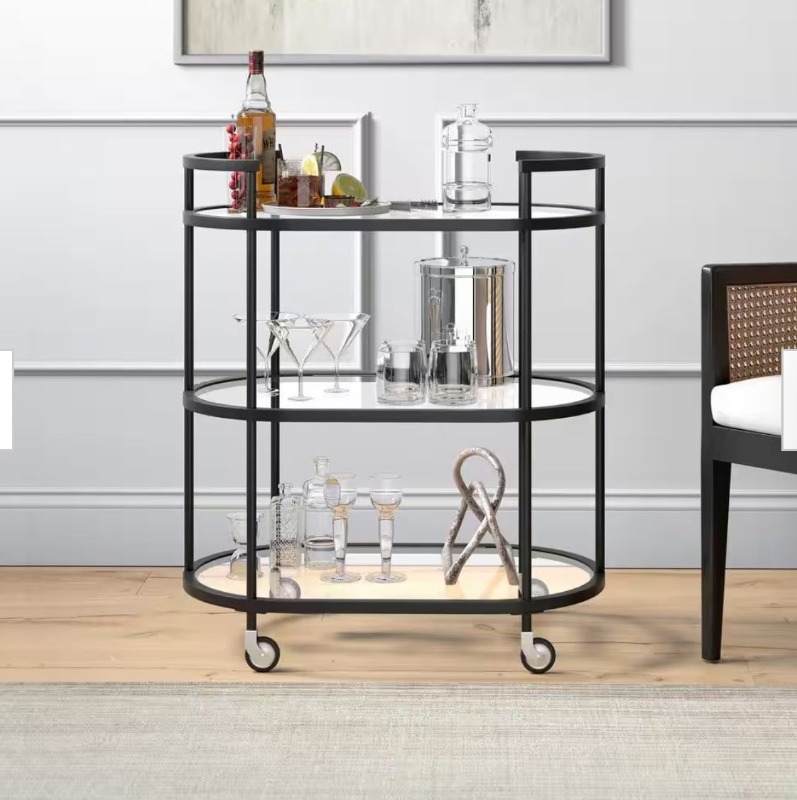 Leif Blackened Bronze Round Bar Cart