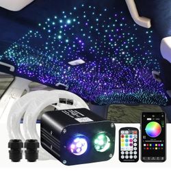 ATOKEE Twinkle 800pcs Starlight Headliner Kit, 0.03in 9.8ft Fiber Strands 20W Dual Color Dual Head Fiber Optic Car Star Roof Lights with APP/Remote Co