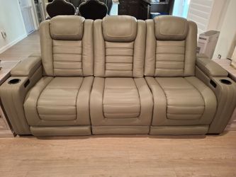 LEATHER SOFA AND RECLINER (PAIR)